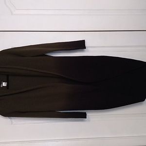 Long olive black ombre open front cardigan